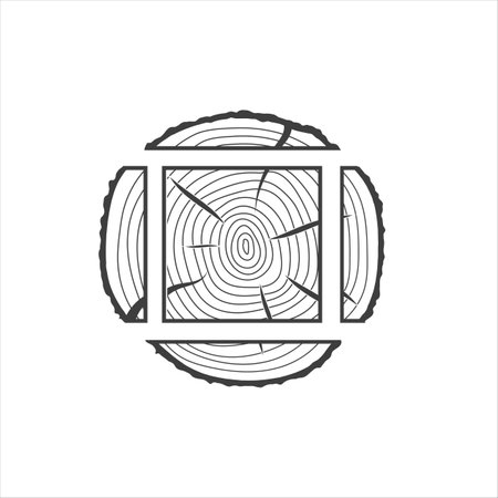 Wood texture icon. Tree rings icon on white backgroundのイラスト素材