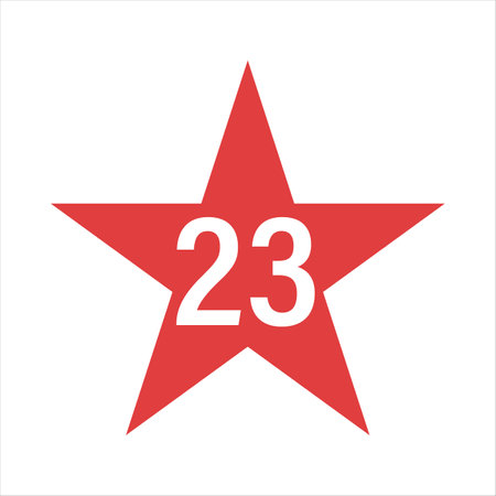 Number 23 with star shape vector illustration. Number 23 with star texture isolated on white background.のイラスト素材