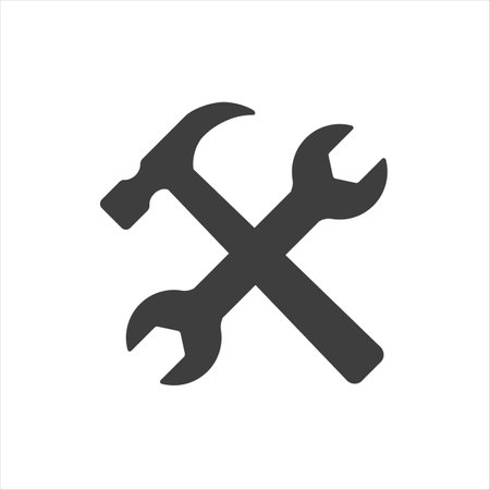 Wrench and hammer. Tools icon isolated on white background.のイラスト素材