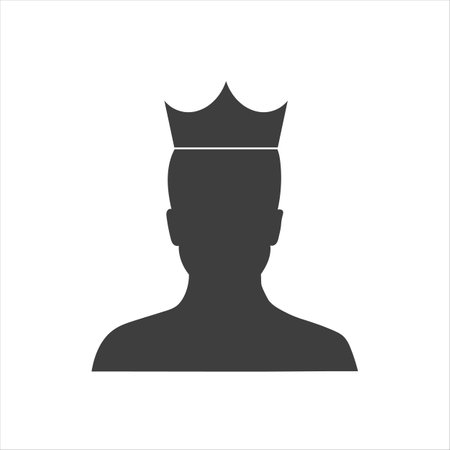 A man with a crown on his head. Vector linear icon isolated on white background.のイラスト素材