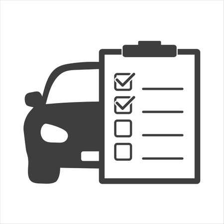 Car service list icon. Checklist car service maintenance icon. Vector illustration.のイラスト素材