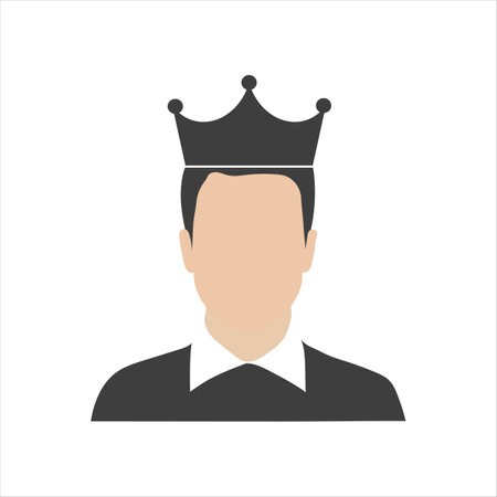 A man with a crown on his head. Vector linear icon isolated on white background.のイラスト素材