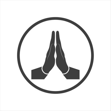 Hands namaste sign on white backgroundのイラスト素材