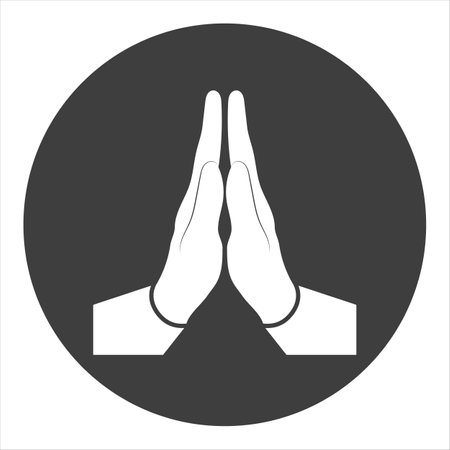 Hands namaste sign on white backgroundのイラスト素材