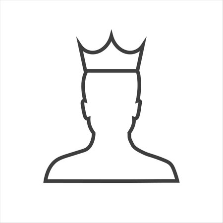 A man with a crown on his head. Vector linear icon isolated on white background.のイラスト素材