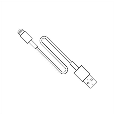 USB cable connector cord isolated on white background in flat styleのイラスト素材