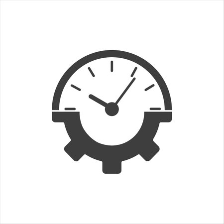 Performance icon vector. clock and gearのイラスト素材