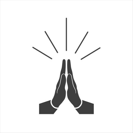Hands namaste sign on white backgroundのイラスト素材