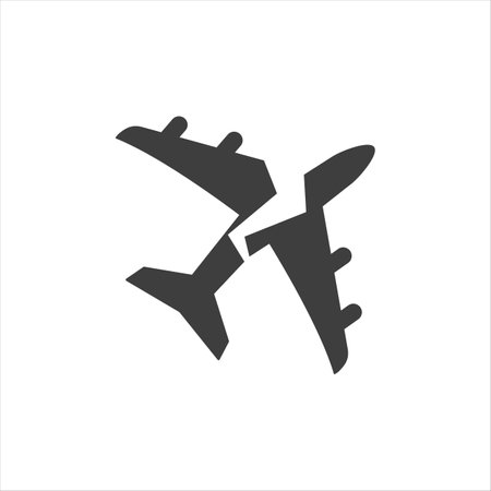 Downed plane. Plane crash.Terrorist act. Airplane crash vector iconのイラスト素材