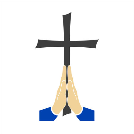 Hands namaste sign on white backgroundのイラスト素材