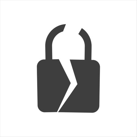 Gray Broken or cracked lock icon isolated on white background. Unlock sign.のイラスト素材