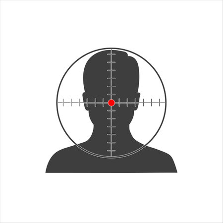 Target audience icon. People heads with aim target symbol around.のイラスト素材