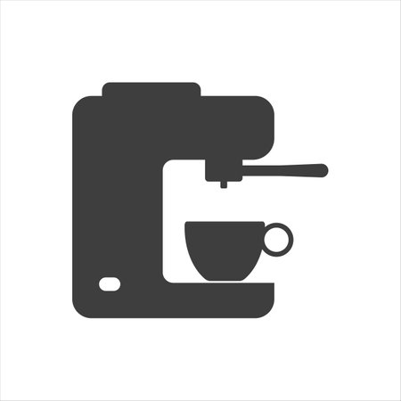 Coffee machine icon, home appliance concept, electric coffee maker sign on white background, coffee maker icon in outline style for mobile and web.のイラスト素材