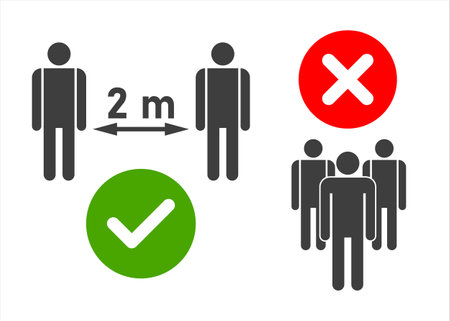 Social distance icon vector. social distancing icon. self quarantine sign.のイラスト素材