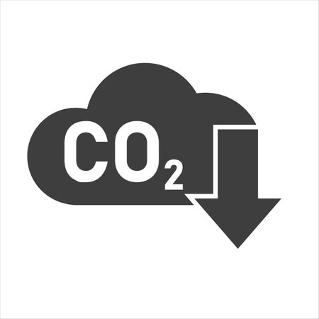 co2 emissions icon. carbon dioxide pollution. ecology and environment symbol. isolated vector image in flat style.のイラスト素材