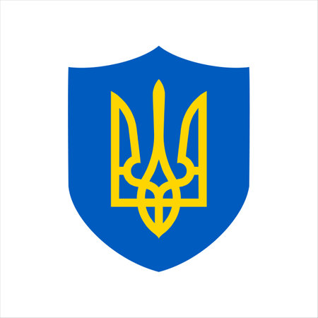 Ukraine coat of arms, seal, state emblem isolated on white background. Vector coat of arms of Ukraine. Ukrainian coat of arms.のイラスト素材