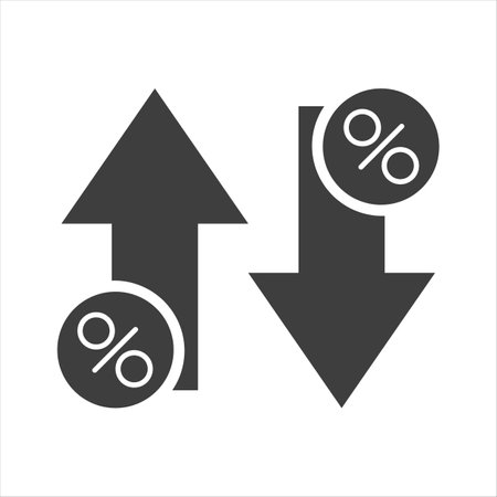 Arrow icon with a percentage on a white background.のイラスト素材