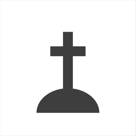 Rip grave icon. Tombstone burial symbol. Vector illustration isolated on white.のイラスト素材