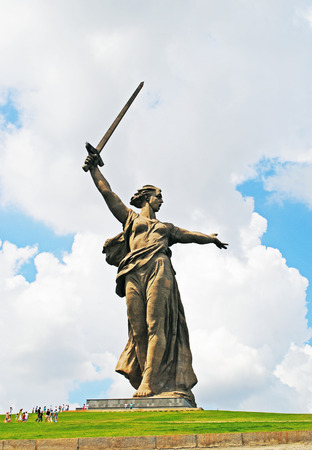The Motherland Calls statue in Mamayev Kurgan, Volgograd, Russiaのeditorial素材