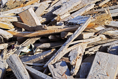 Wooden construction debris in the street