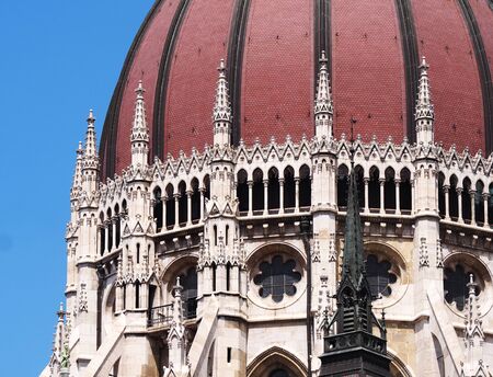  a close-up view of hungarian parliament buildingの写真素材