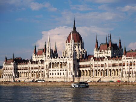  a view of hungarian parliament building in Budapestの写真素材