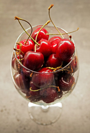 cherry in a wine glass photo