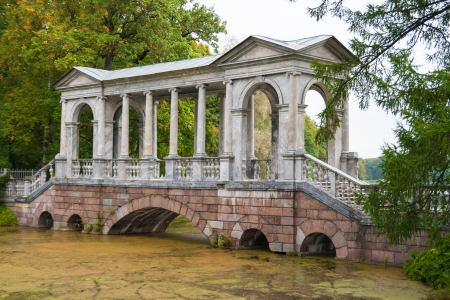 The bridge in the park of Tsarskoye Selo. St. Petersburg, Russiaの写真素材