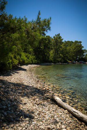 View of the sea from the coast near the ancient city of Phaselis. Kemer, Antalya Province, Turkey