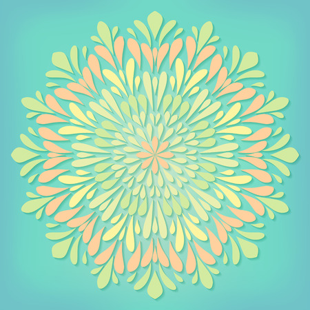 Colorful circle mandala in green and orange colorsのイラスト素材