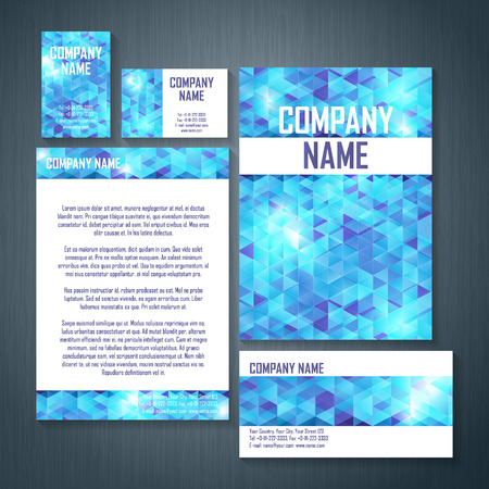 Corporate identity template with blue elements on background. のイラスト素材