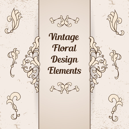 Set of vector floral elements for designのイラスト素材