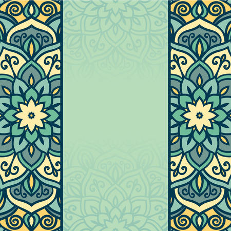 Abstract vector circle floral ornamental border in soft colors with Place for Textのイラスト素材