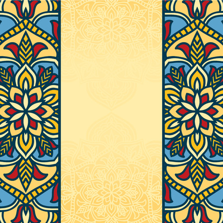 Colorful circle flower background with space for your text in blue, red and orange colorsのイラスト素材