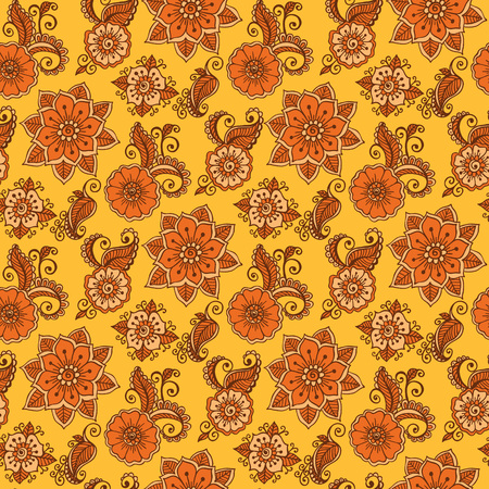 Vector flower paisley seamless pattern element. Elegant texture for backgrounds.のイラスト素材