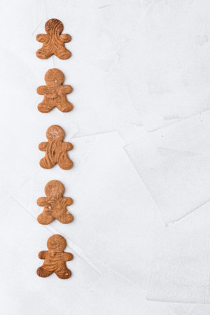 Collection of Christmas gingerbread cookies on white background