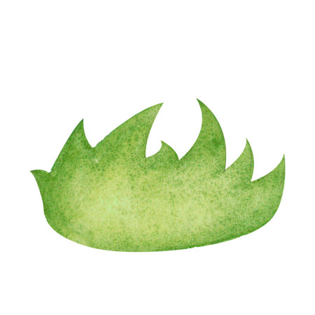 Green grassy Shape. Watercolor illustration in a stylized flat design abstract rural background ideal for fields, pastures, farm illustrations, nature scenes, eco-friendly or pastoral landscapes.の写真素材