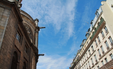 Modern vs old architectureの写真素材