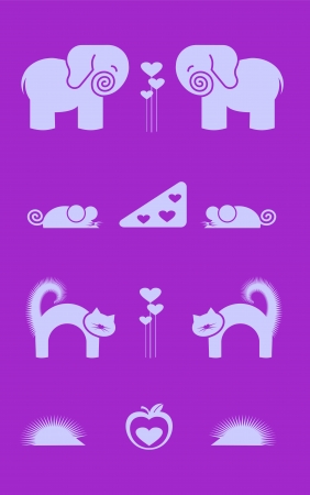 Cute minimal animal iconsのイラスト素材