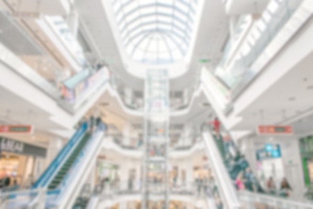 Abstract blurred view of shopping center, department store, mall. Blurred defocus shopping backgroundの写真素材