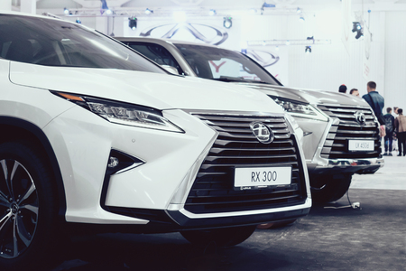 KROPIVNITSKIY, UKRAINE  â 27 September, 2018: Lexus new car at motor show, Automobile Salon. Lexus RX 300 midsize crossover SUV, selective focusのeditorial素材