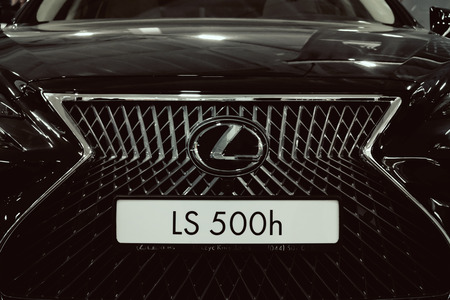 KROPIVNITSKIY, UKRAINE  â 27 September, 2018: Lexus new car at motor show, Automobile Salon. Lexus LS 500h  new flagship luxury sedan, selective focusのeditorial素材
