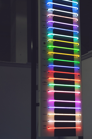 KROPIVNITSKIY, UKRAINE â 27 MAY, 2018: Samples of Accuwall Machine-Drawn Colored Glass Tubing for design neon sign makers.のeditorial素材