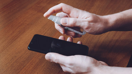 How to clean, sanitize your phone. Cleaning mobile phone to eliminate germs, coronavirus Covid-19....