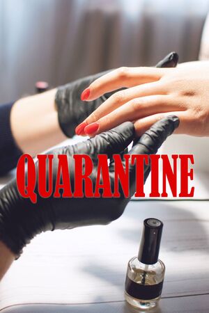 Beauty Industry Affected by the COVID-19 Coronavirus. Nail salon, cosmetic services quarantine and crisisの写真素材