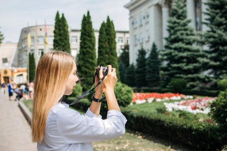 Summer travel, summer social distant vacation, weekend getaways, solo local travel. Young woman with...