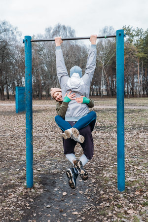 Outdoor Pull-up Bar and Parallel Bars workout. Socially distant bootcamps. Group fitness workout...
