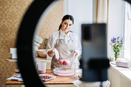 Side Hustle Ideas to Make Money, Culinary online courses. Asian Arabic woman pastry chef