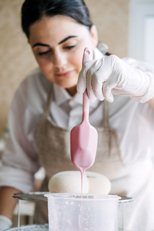 How To Make Mirror Glaze Recipe. Mousse Cake. Mirror Glaze Cake. Process of making heart shape...