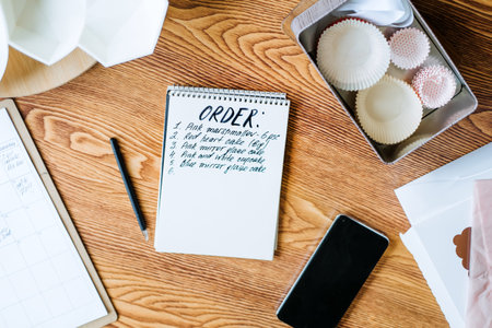 Confectionery Small Business Order List Tracker Pages. Sweet shop, pastry-shop order list with...